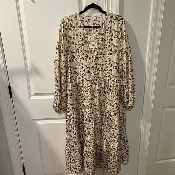 NWT $998 Lafayette 148 New York M  Lupe Leopard Print Silk Midi Dress - Picture 2 of 8